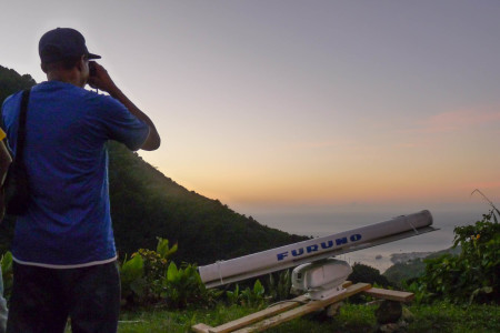 Team member Arlington James during a radar survey on Dominica.