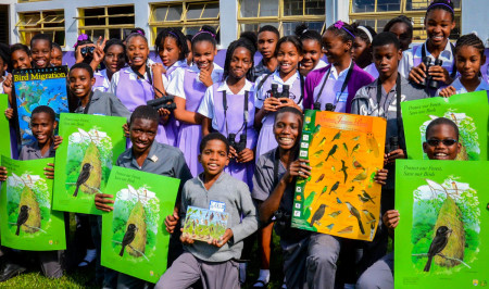 Decarteret College Students learn about birds. (Photo by Leo Douglas)