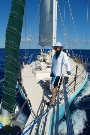 Living the dream—Margo Z. on the bow of the Dream Catcher. (Photo © Conservian/ Scott Hecker)