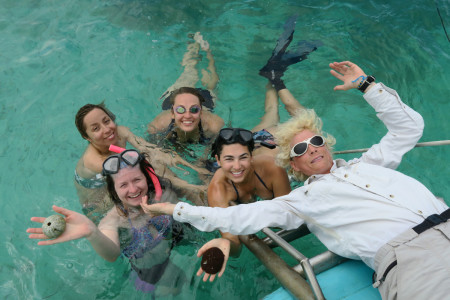 Margo’s mermaids cooling off after a hot day of field work. (Photo © Conservian/ Scott Hecker)