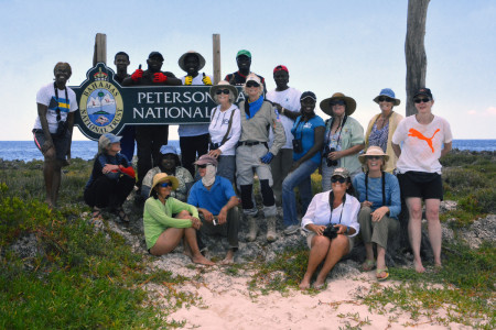 Erika’s volunteers at Peterson Cay National Park. (Photo © Conservian/ Maureen Lilla)