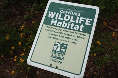 Certified Wildlife Habitat signs are placed in the school's gardening area and along the wetland trail. (photo by Erika Gates)
