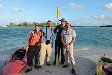 Plover counters on North Caicos in the Turks and Caicos Islands (left to right): Elise Elliott-Smith, Caleb Spiegel, Brian Naqqi Manco of the DECR, and Craig Watson. 