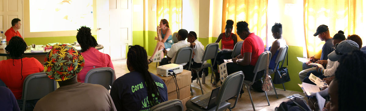 Workshop participants taking a quiz on seabird identification. (photo by Aly DeGraff)