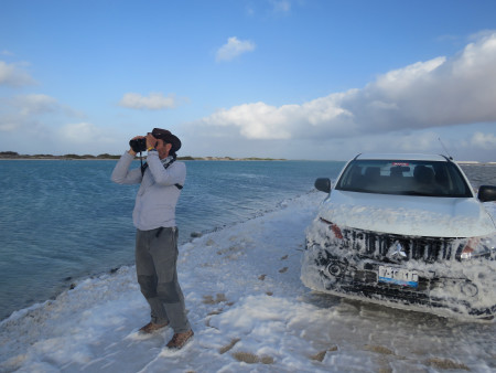 Fernando Simal braving the elements during Bonaire's CWC. (photo by Lisa Sorenson)