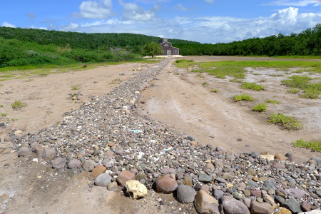 The new Wetland Discovery Center viewed from dried mudflats. (photo by Jessica Rozek)