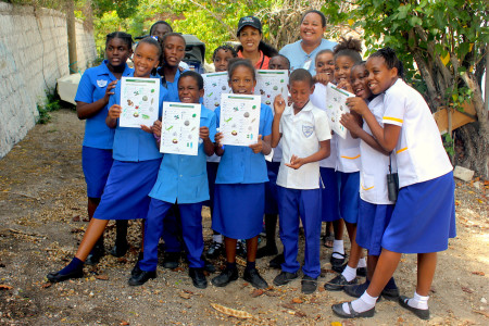 Thanks to educators at the National Environment and Planning Agency (NEPA), students from Port Royal Primary in Jamaica were treated to a field trip that included birding and a nature scavenger hunt using BirdSleuth Caribbean materials published by BirdsCaribbean. (photo courtesy of NEPA)