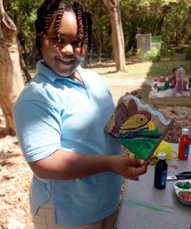 A completed painting of a Ridgway's Hawk, done by one of the local school children. (Photo by The Peregrine Fund)