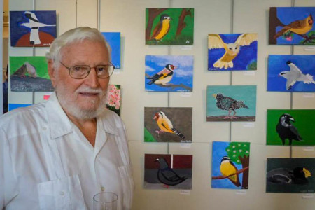 David Wingate at bird art competition in Bermuda.