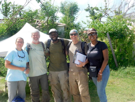 Part of the international team that surveyed the warblers, left to right: Sophia Steele, Jeff Gerbracht, Lenn Isidore, Frank Rivera-Milan and Shanna Challenger.