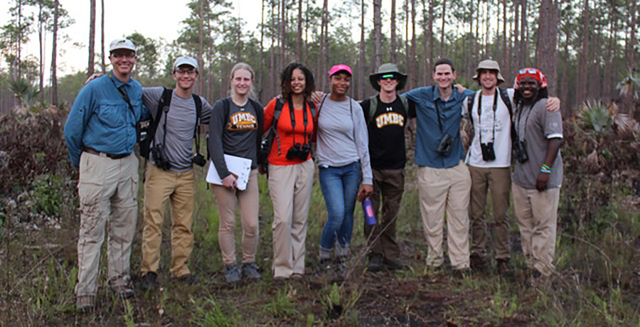 The 2017 Field Crew. Left to Right: Kevin Omland, Michael Rowley, Jennifer Christhilf, Ciera McKoy, Briana Yancy, Matt Kane (all UMBC), Rick Stanley (Imperial College London), Daniel Stonko (UMBC), Scott Johnson (Bahamas National Trust).