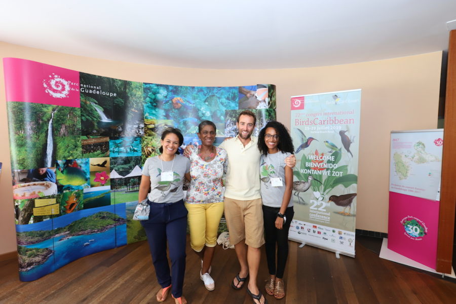 Conference organizer-in-chief, Justin Proctor with Guadeloupe organizers, Matena JeN, CATHERINE Chicate-Moibert and Anais Abatan. (photo by Fred Sapotille)