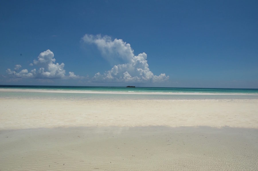 Pristine and beautiful Gold Rock Beach in Lucayan National Park.