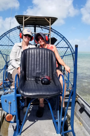 Elise Elliott-Smith and Jen Rock on airboat (Beyond the Blue)