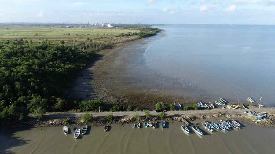 Aerial image of Orange Valley mudflats looking south