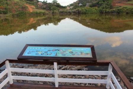 Interpretive sign at Belmont Salt Pond.