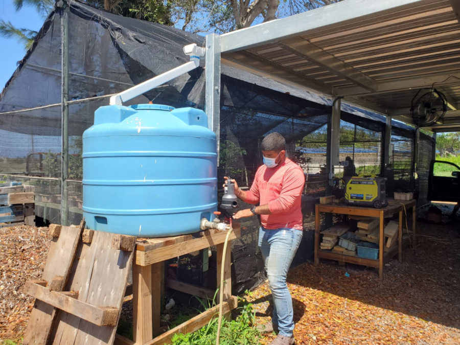 The rain water tank for the irrigation system