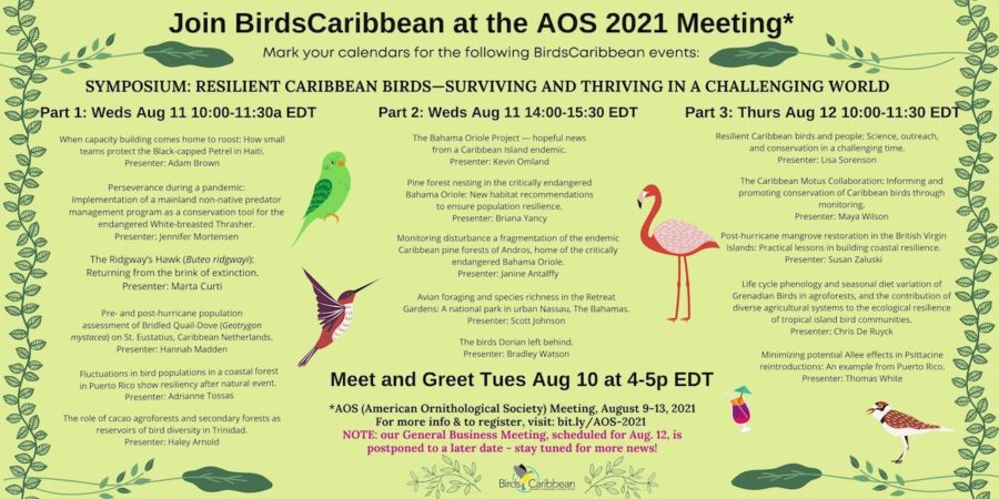 AOS 2021 announcement BirdsCaribbean