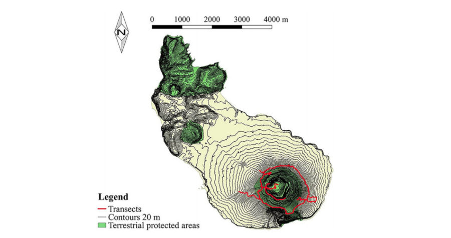 Map of St. Eustatius showing transects 