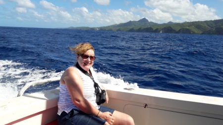 Birding the Islands client enjoying a speedboat ride between Antigua and Barbuda
