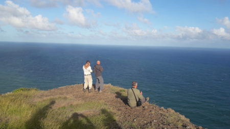 Birding the Islands clients at the lookout situated at Moule a Chique, Saint Lucia.
