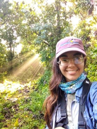 Daniela in the field, counting birds, in the DR. This was her first trip abroad from her native Cuba.