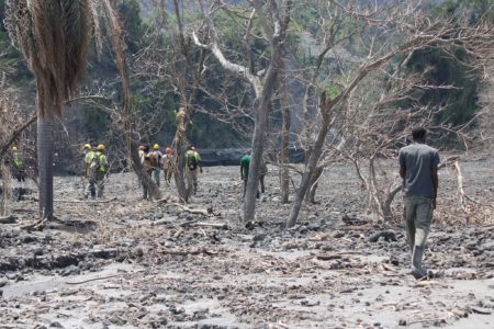 Post-eruption assessment in Richmond, St. Vincent, on May 4, 2021.