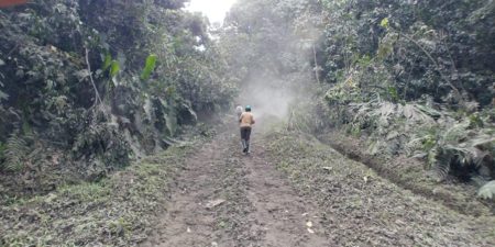 Post-eruption clean-up exercise in Hermitage, St. Vincent, on April 2, 2021.