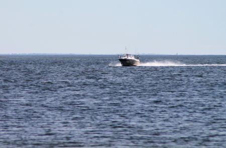 Motorboat on the open water.