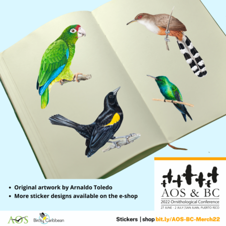 Stickers showcasing Puerto Rico's 17 endemic birds.