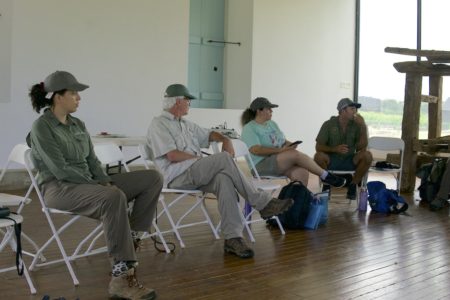 Participants in the Landbird Monitoring Workshop engage in classroom sessions before going out into the field.