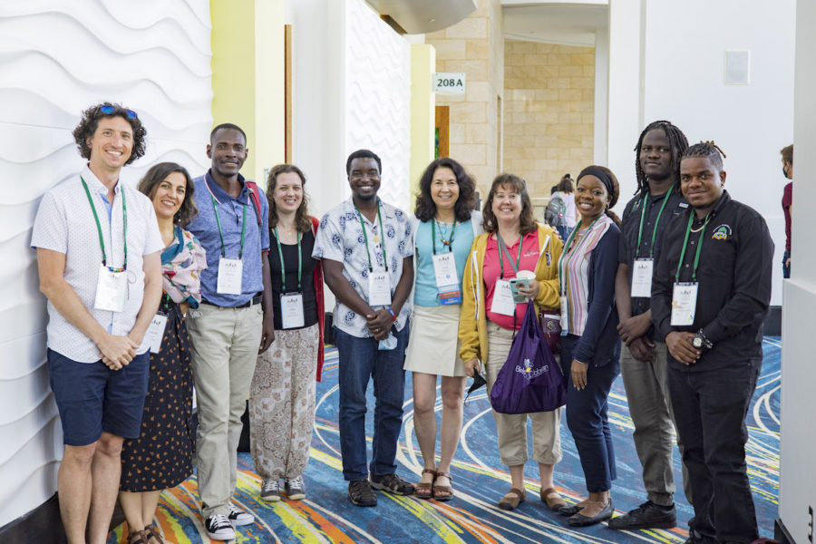 Some of the presenters and organizers of the Shorebirds Symposia, from left to right: Benoit Laliberte, Juliana Almeida, Maxon Fildor, Alex Sansom, Elio Dortilus, Lisa Sorenson, Debra Baker, Ajhermae White, Elijah Sands, Devon Carter