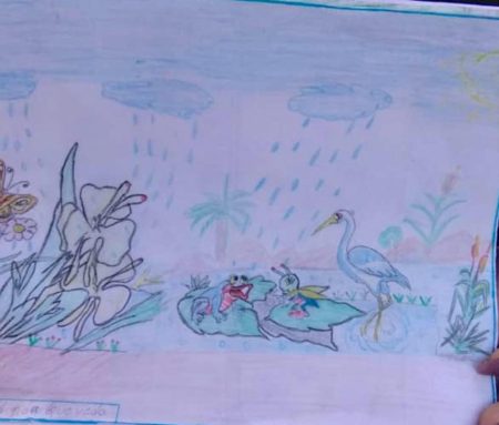 Student drawing of birds in nature as part of the CEBF activities in Cuba.