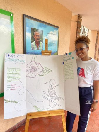 Student bird poster on display at the Botanical Gardens, Dominican Republic.