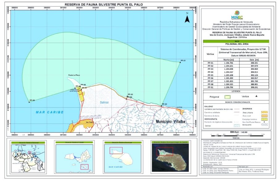 Map showing the new Bahía el Saco Wildlife Reserve.