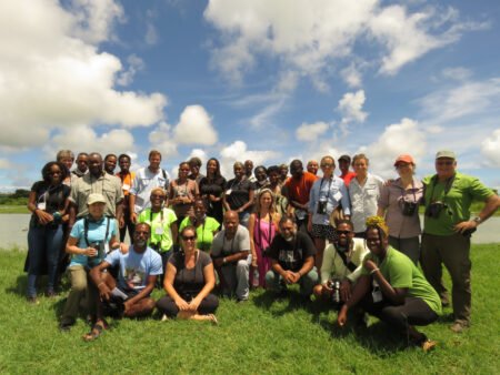 group photo at a wetland in Barbados 