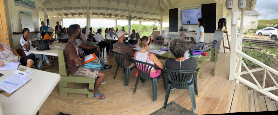 Group in classroom at a wetlands workshop