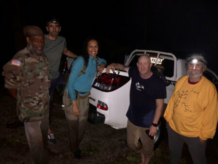 Team at night after a survey
