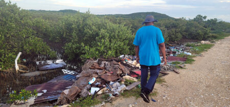 Trash at a wetland in Antigua