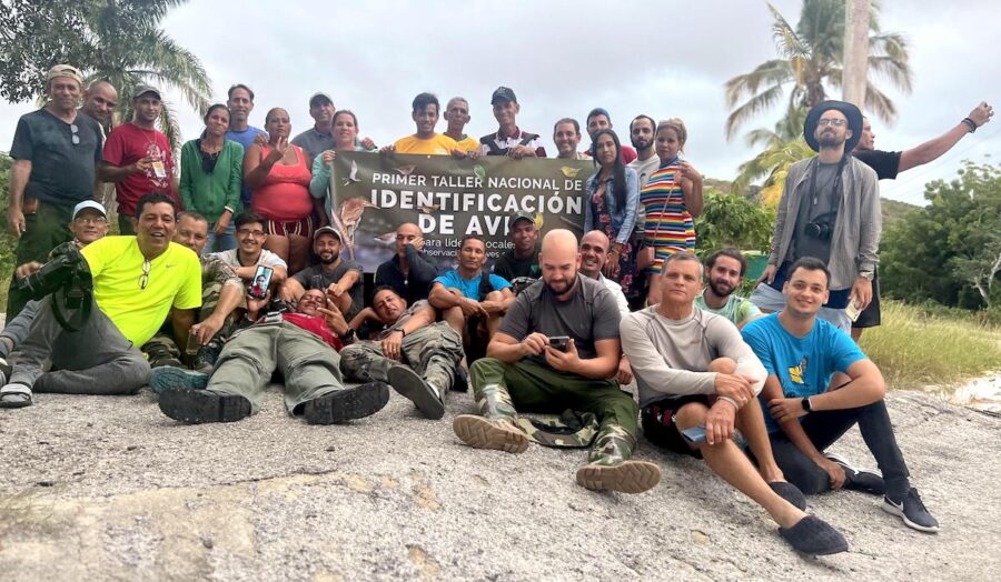 Group photos of attendees and facilitators of the bird ID workshop in Cuba. 