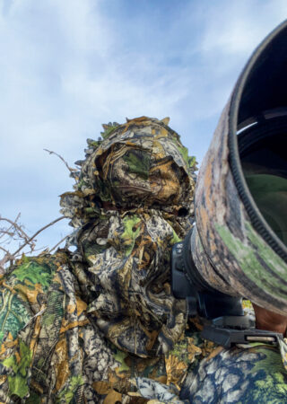 Birder in camo gear